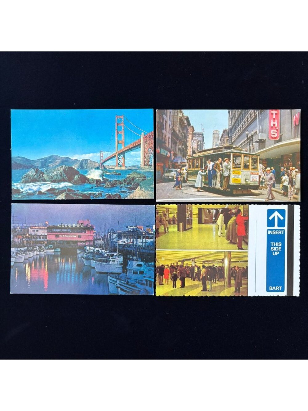 Vintage Postcard Lot San Francisco Golden Gate Cable Car Fishermans Wharf BART